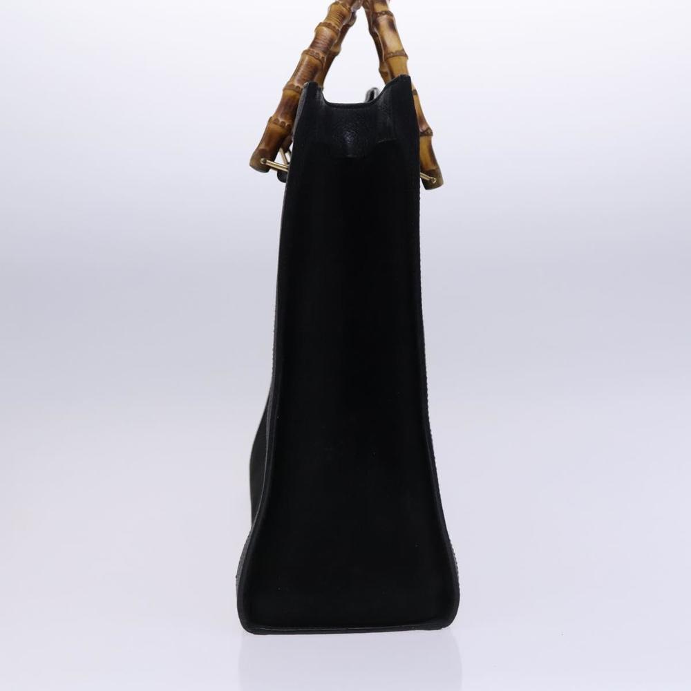 GUCCI Bamboo Hand Bag Suede Leather Black Gold 002 1186 0259 Auth ep7761 - Picture 4 of 16